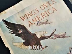 1939 vintage WWII ORIGINAL WAR POSTER WINGS OVER AMERICA US ARMY AIR CORPS RECRU