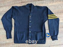 1940s/50s Sand Knit Sweater Army Air Corps Patch and Pin Navy Blue No Tags