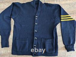 1940s/50s Sand Knit Sweater Army Air Corps Patch and Pin Navy Blue No Tags