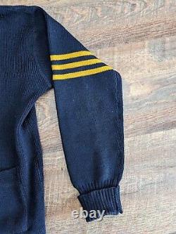 1940s/50s Sand Knit Sweater Army Air Corps Patch and Pin Navy Blue No Tags