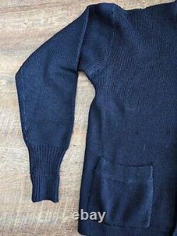 1940s/50s Sand Knit Sweater Army Air Corps Patch and Pin Navy Blue No Tags