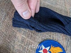 1940s/50s Sand Knit Sweater Army Air Corps Patch and Pin Navy Blue No Tags
