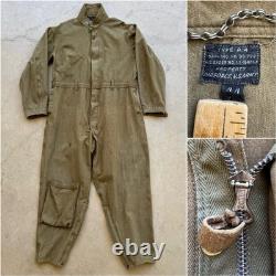 1940s Vtg A-4 US Army Air Force sz 44 Flight Suit Coveralls 40s