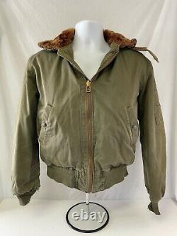 1940s WW2 Vintage Army Air Forces B-15A Flight Bomber Jacket 36 Small Fur Lined