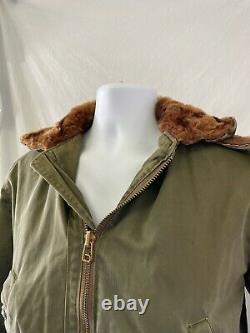 1940s WW2 Vintage Army Air Forces B-15A Flight Bomber Jacket 36 Small Fur Lined