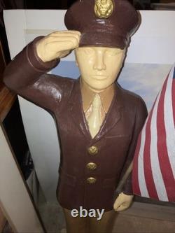 1940s WWII ARMY AIR CORPS FORCES Figurine 27 Tall, Holding USA FLAG & Saluting