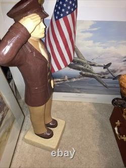 1940s WWII ARMY AIR CORPS FORCES Figurine 27 Tall, Holding USA FLAG & Saluting