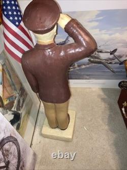 1940s WWII ARMY AIR CORPS FORCES Figurine 27 Tall, Holding USA FLAG & Saluting