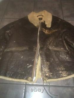 1940s WWII USAAF D-1 Medium Leather Shearing Jacket Army Air Force Ground Forces