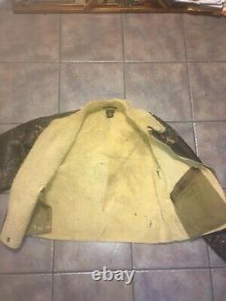 1940s WWII USAAF D-1 Medium Leather Shearing Jacket Army Air Force Ground Forces