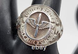 1940s WWII US Army Air Forces Sterling Silver Signet Ring Size 8.5