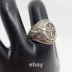 1940s WWII US Army Air Forces Sterling Silver Signet Ring Size 8.5