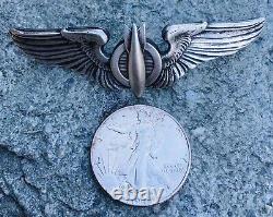 1942 WW2 US ARMY PIN COIN Ring Silver AIR FORCE Bomber Combat Wings Trench Art