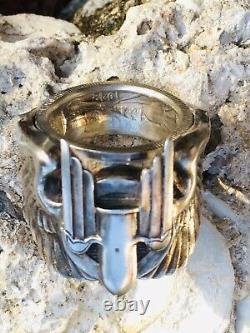 1942 WW2 US ARMY PIN COIN Ring Silver AIR FORCE Gunner Combat Wings Trench Art