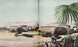 1943 US AIR FORCE Illustrated LOOK Magazine Insignia WWII Silhouettes Art Planes
