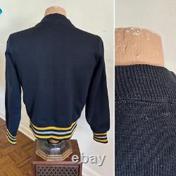 1943 West Point Cadet Black Wool Cardigan Sweater Army Air Force 40s WWII Vtg