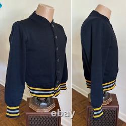 1943 West Point Cadet Black Wool Cardigan Sweater Army Air Force 40s WWII Vtg