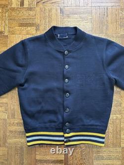 1943 West Point Cadet Black Wool Cardigan Sweater Army Air Force 40s WWII Vtg