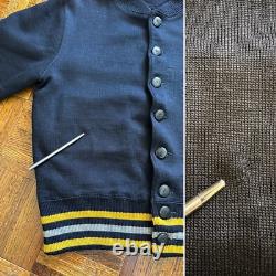 1943 West Point Cadet Black Wool Cardigan Sweater Army Air Force 40s WWII Vtg