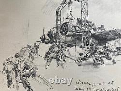 1943 published German Army/Air Force Sketches, Water Colors Artist Hans Liska