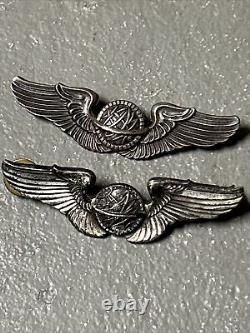 2 Vintage 3 WWII Pilot ARMY AIR FORCE Wings 1 Sterling Silver
