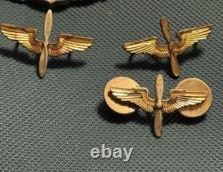 (2) WWII USA Pilot Wings and (6) WW2 Army Air Force Propellor Wing Pins