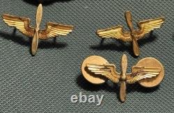 (2) WWII USA Pilot Wings and (6) WW2 Army Air Force Propellor Wing Pins