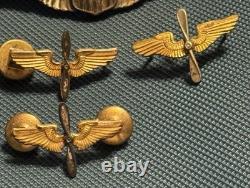 (2) WWII USA Pilot Wings and (6) WW2 Army Air Force Propellor Wing Pins