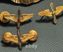 (2) WWII USA Pilot Wings and (6) WW2 Army Air Force Propellor Wing Pins