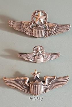 3 Nice World War II Original U. S. Army Air Force Air Corps Sterling Pilot Wings