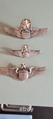 3 Nice World War II Original U. S. Army Air Force Air Corps Sterling Pilot Wings