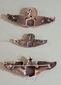 3 Nice World War II Original U. S. Army Air Force Air Corps Sterling Pilot Wings