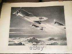 4 Clayton Knight World War II Signed Lithographs US Army Air Corp Fighter Planes