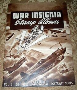 4 VOL. WWII Books COMBAT INSIGNIA STAMPS US Army & Navy Air Corp + STAMPS Disney