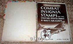 4 VOL. WWII Books COMBAT INSIGNIA STAMPS US Army & Navy Air Corp + STAMPS Disney
