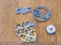 74 U. S. Military Hat/Badges Pins Buttons WWII Army Air Force Marines Sterling/GF