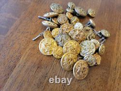 74 U. S. Military Hat/Badges Pins Buttons WWII Army Air Force Marines Sterling/GF