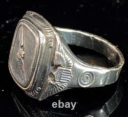 925 10k WWII US Army Air Corps Aviation Flight Wings Signet Ring 1940s Sz 9 R254