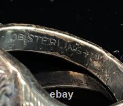 925 10k WWII US Army Air Corps Aviation Flight Wings Signet Ring 1940s Sz 9 R254