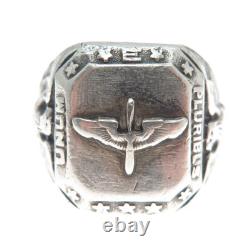 925 Sterling Silver Antique WWII US Army Air Force Wings Ring Size 10.25