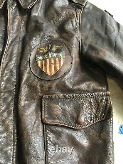 A-2 Aero Leather Clo. Co Horsehide Flying Jacket Art Nose US Army Air Force WWII