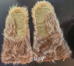 Alaska US Army Air Corps Fur Mittens Green Leather Palm