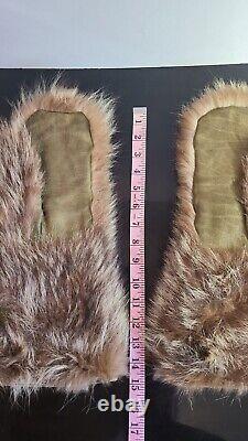Alaska US Army Air Corps Fur Mittens Green Leather Palm