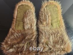 Alaska US Army Air Corps Fur Mittens Green Leather Palm