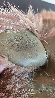 Alaska US Army Air Corps Fur Mittens Green Leather Palm