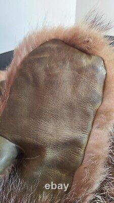 Alaska US Army Air Corps Fur Mittens Green Leather Palm