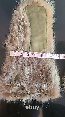 Alaska US Army Air Corps Fur Mittens Green Leather Palm