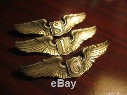 All3 Ww2 A. E. Co. Sterling Service, Liaison, & Glider Pilot Army Air Force Wings