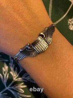 Antique WWII US Army Air Corps Sweetheart Bracelet USAAF Sterling Silver Pilot W