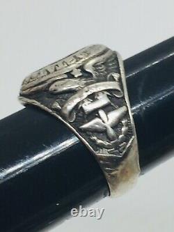 Antique World War 2 WWII Sterling Silver US Army Air Corps Pilot Ring Size 10.5